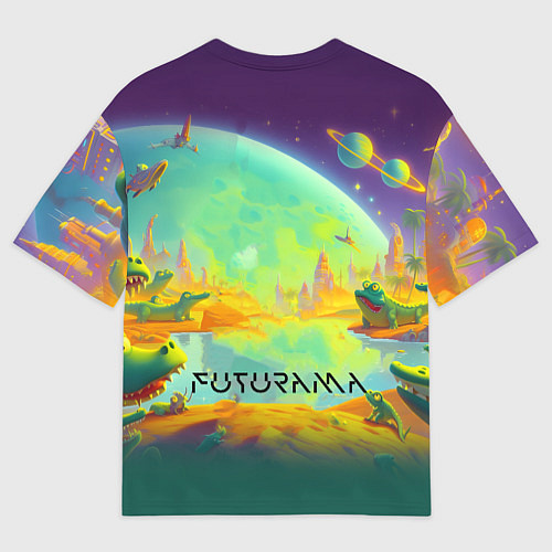 Мужская футболка оверсайз Робот-сгибальщик Бендер на планете крокодилов - не / 3D-принт – фото 2