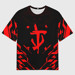 Мужская футболка оверсайз Doom geometry red steel