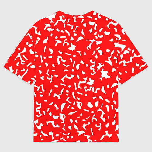 Мужская футболка оверсайз Красный яркий камуфляж / 3D-принт – фото 2