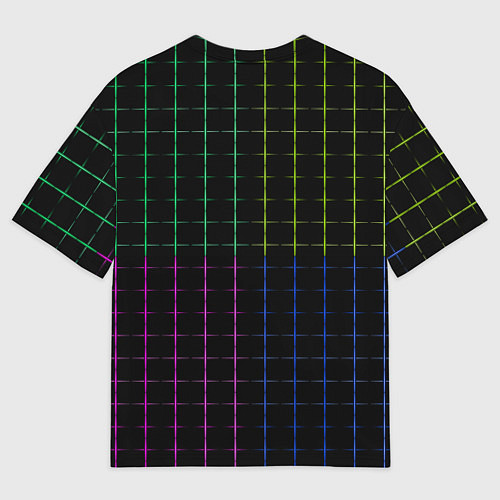 Мужская футболка оверсайз Color black multicolored stripes / 3D-принт – фото 2