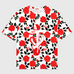 Футболка оверсайз мужская Doom розы, цвет: 3D-принт