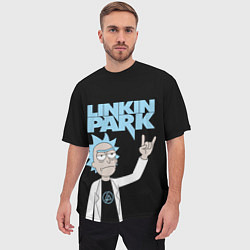 Футболка оверсайз мужская Linkin Park и Рик Санчес из Рик и Морти, цвет: 3D-принт — фото 2