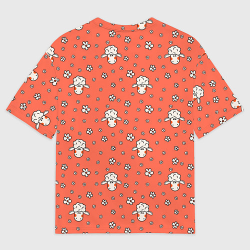 Мужская футболка оверсайз Овечки в цветочках / 3D-принт – фото 2