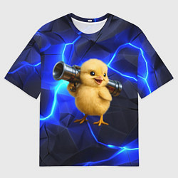 Футболка оверсайз мужская Цыпленок с базукой, цвет: 3D-принт