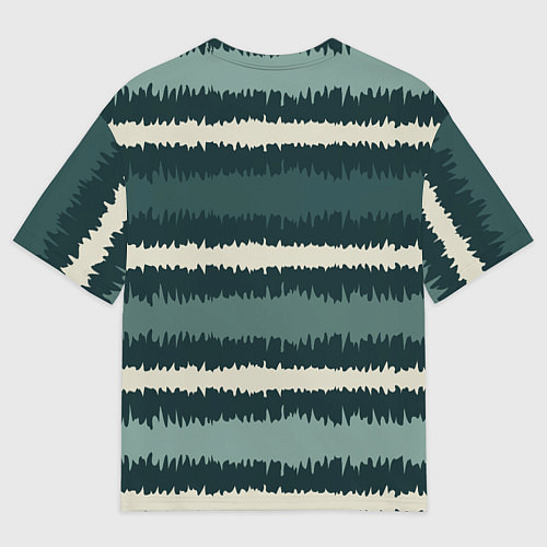 Мужская футболка оверсайз Полосы зигзагообразные зеленые / 3D-принт – фото 2