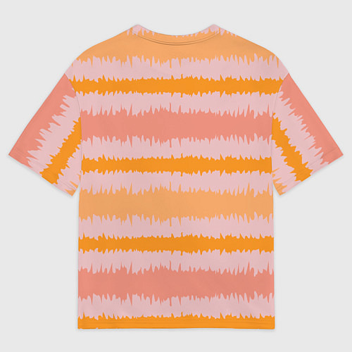 Мужская футболка оверсайз Полосы зигзагообразные оранжево-розовые / 3D-принт – фото 2