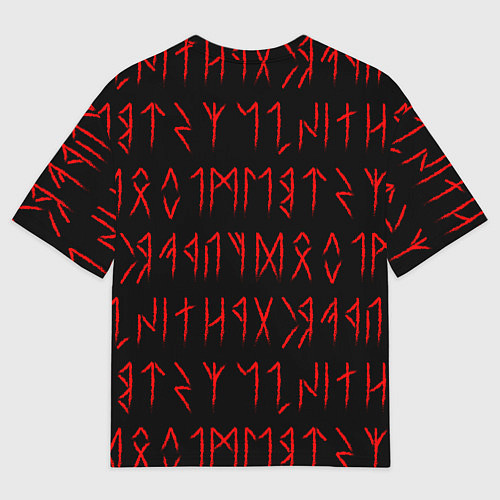 Мужская футболка оверсайз Красные символы древних рун крупные - паттерн / 3D-принт – фото 2