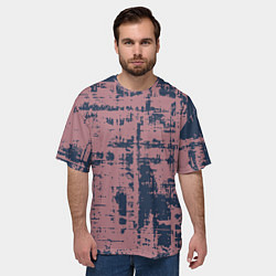 Футболка оверсайз мужская Текстура с потертостями сине-розовая, цвет: 3D-принт — фото 2
