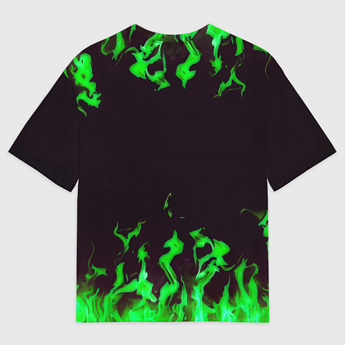 Мужская футболка оверсайз Doom зелёный огонь / 3D-принт – фото 2