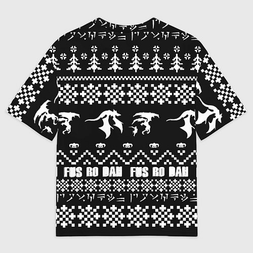 Мужская футболка оверсайз Doom x elders scrolls pattern / 3D-принт – фото 2