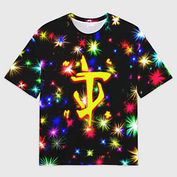 Мужская футболка оверсайз Doom новогодние искры