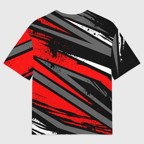 Мужская футболка оверсайз Umbrella - red lines / 3D-принт – фото 2