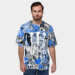 Футболка оверсайз мужская Monster energy sticker blue, цвет: 3D-принт — фото 2