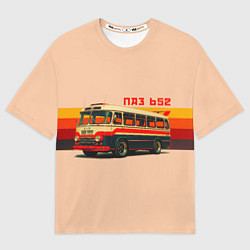 Мужская футболка оверсайз ПАЗ 652 ретро автобус поп-арт