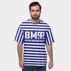 Футболка оверсайз мужская ВМФ текстура тельняшки, цвет: 3D-принт — фото 2