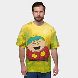 Футболка оверсайз мужская Эрик Картман смеется в саду, цвет: 3D-принт — фото 2
