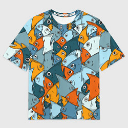 Мужская футболка оверсайз Много рыб
