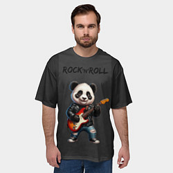 Футболка оверсайз мужская Панда с гитарой, цвет: 3D-принт — фото 2
