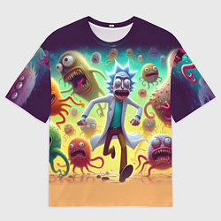 Футболка оверсайз мужская Рик Санчес убегает от монстров, цвет: 3D-принт