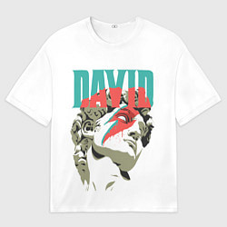 Футболка оверсайз мужская David Bowie статуя Давида, цвет: 3D-принт