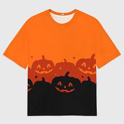 Футболка оверсайз мужская Хэллоуин счастливые тыквы, цвет: 3D-принт