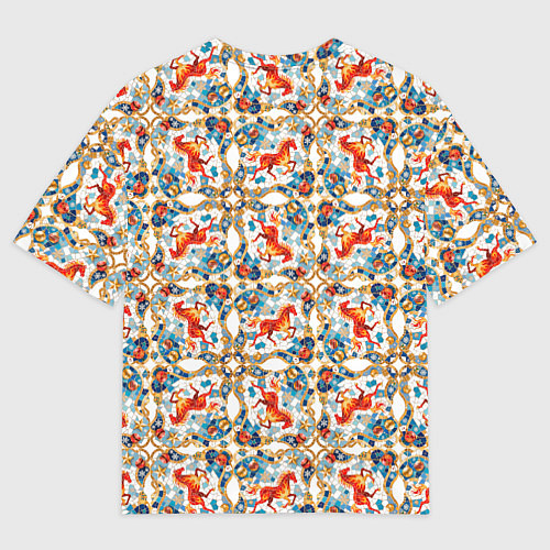 Мужская футболка оверсайз Орнамент с лошадью - символом Нового 2026 года / 3D-принт – фото 2