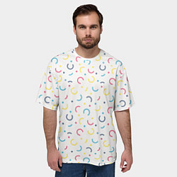 Футболка оверсайз мужская Цветные точки и дуги на белом, цвет: 3D-принт — фото 2