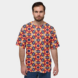 Футболка оверсайз мужская Красно-синий калейдоскоп, цвет: 3D-принт — фото 2