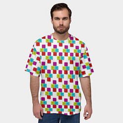 Футболка оверсайз мужская Цветные блоки на белом, цвет: 3D-принт — фото 2