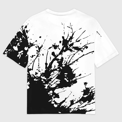 Мужская футболка оверсайз Чёрная взрывная краска на белом / 3D-принт – фото 2