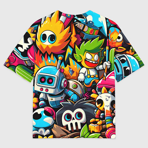 Мужская футболка оверсайз Дональд Трамп в компании мультяшных персонажей / 3D-принт – фото 2