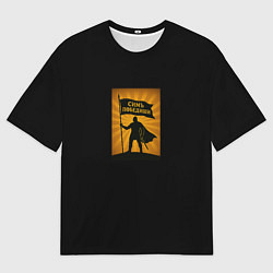 Мужская футболка оверсайз Симъ победиши желто-черный орнамент