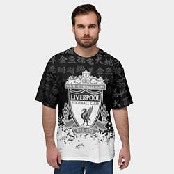 Футболка оверсайз мужская Liverpool японские символы краски, цвет: 3D-принт — фото 2