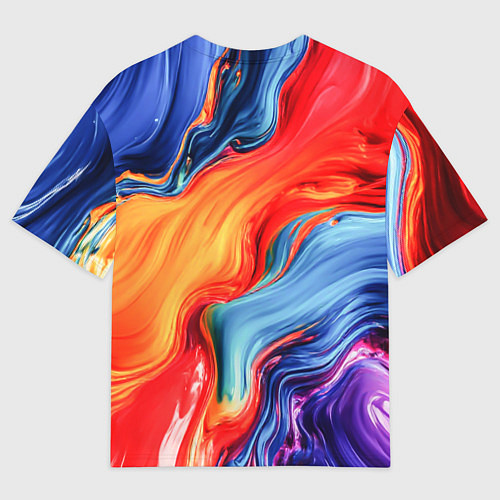 Мужская футболка оверсайз Красно-синие масляные краски смешение абстракция / 3D-принт – фото 2
