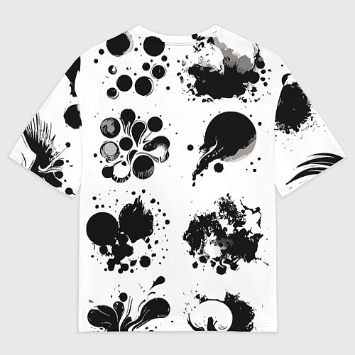 Мужская футболка оверсайз Чёрно-белые кляксы - абстракция / 3D-принт – фото 2