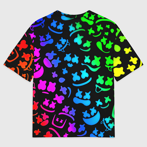 Мужская футболка оверсайз Барселона x Маршмэллоу неоновый градиент / 3D-принт – фото 2