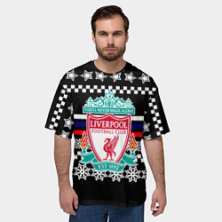 Футболка оверсайз мужская Ливерпуль текстура триколор зима, цвет: 3D-принт — фото 2