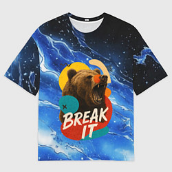 Мужская футболка оверсайз Break it злой медведь