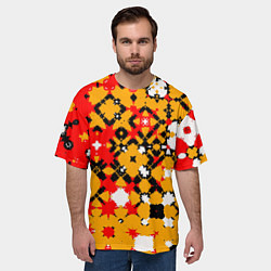 Футболка оверсайз мужская Красно-желтая геометрическая абстракция, цвет: 3D-принт — фото 2