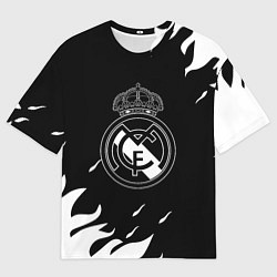 Мужская футболка оверсайз Реал Мадрид белый огонь