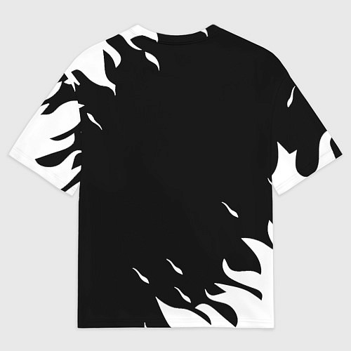 Мужская футболка оверсайз Реал Мадрид белый огонь / 3D-принт – фото 2