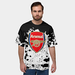 Футболка оверсайз мужская Арсенал черно белые краски, цвет: 3D-принт — фото 2