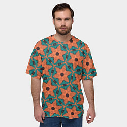 Футболка оверсайз мужская Оранжевые звезды, цвет: 3D-принт — фото 2