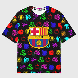 Мужская футболка оверсайз Barcelona neon games logo