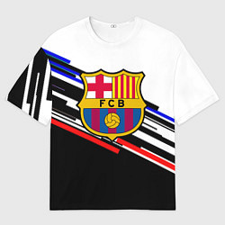 Футболка оверсайз мужская Barcelona полосы текстура спорт, цвет: 3D-принт
