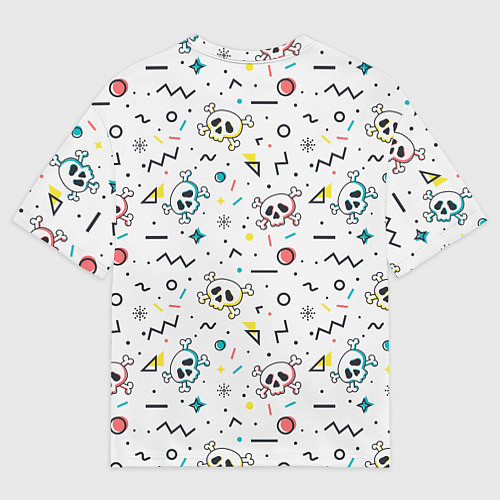 Мужская футболка оверсайз Паттерн с черепами и геометрическими фигурами на Х / 3D-принт – фото 2