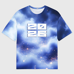 Футболка оверсайз мужская 2026 сине-голубая дымка, цвет: 3D-принт