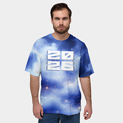 Футболка оверсайз мужская 2026 сине-голубая дымка, цвет: 3D-принт — фото 2
