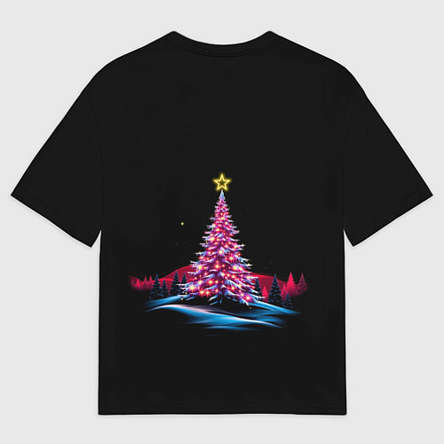 Мужская футболка оверсайз New year eve in the forest / 3D-принт – фото 2