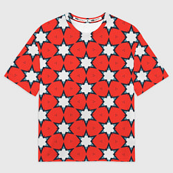 Футболка оверсайз мужская Звезды на красном, цвет: 3D-принт